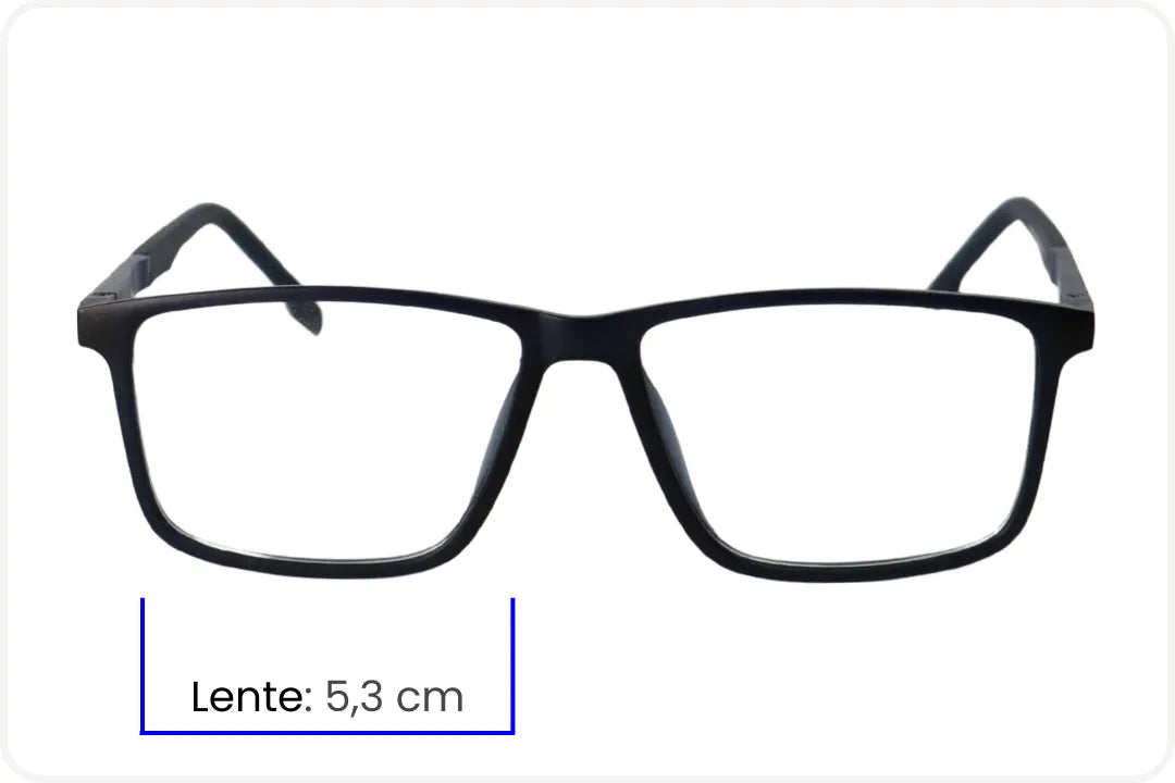Armação Masculina Wayfarer Preto com Detalhe Azul