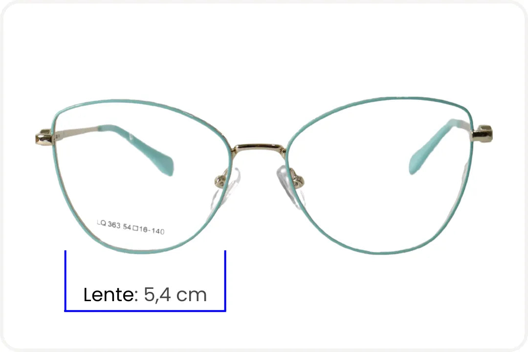 Armação Feminina Moderna Fina Azul e Dourado