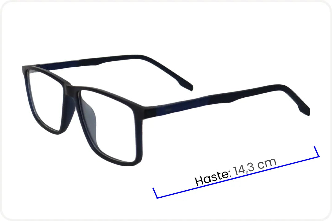 Armação Masculina Wayfarer Preto com Detalhe Azul