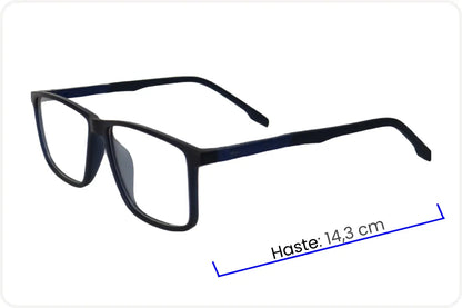 Armação Masculina Wayfarer Preto com Detalhe Azul