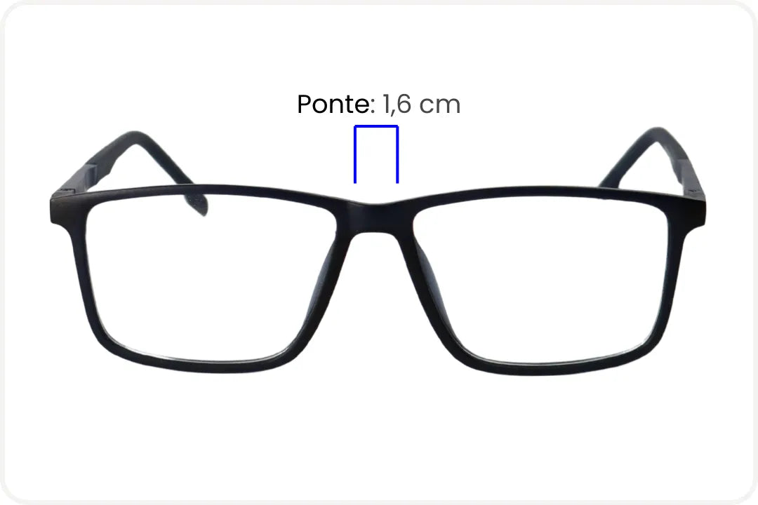 Armação Masculina Wayfarer Preto com Detalhe Azul