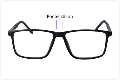 Armação Masculina Wayfarer Preto com Detalhe Azul