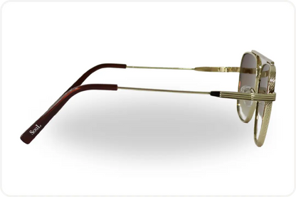 Solar Aviador Unissex Dourado Quadrado