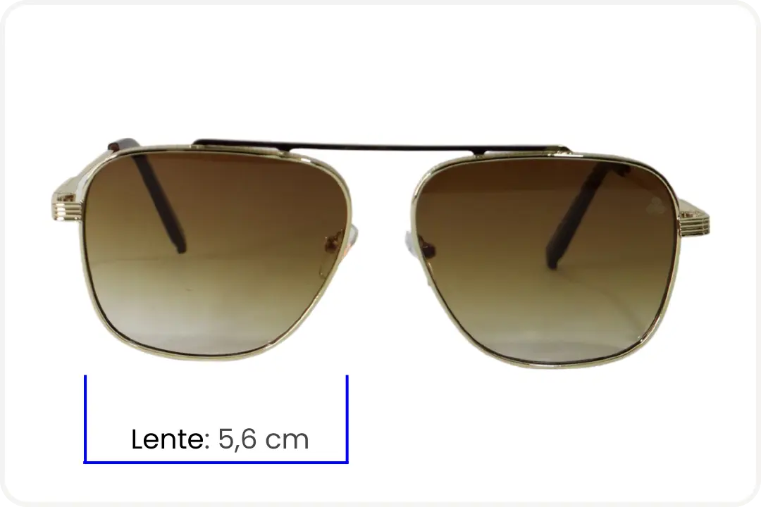 Solar Aviador Unissex Dourado Quadrado