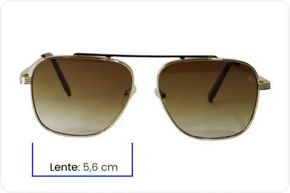 Solar Aviador Unissex Dourado Quadrado