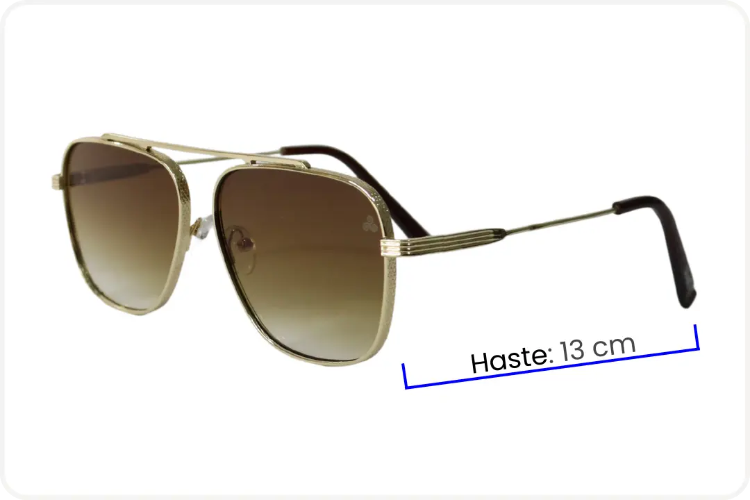 Solar Aviador Unissex Dourado Quadrado