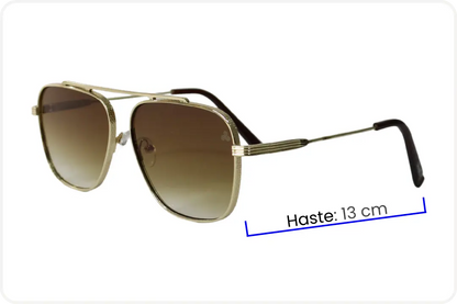 Solar Aviador Unissex Dourado Quadrado