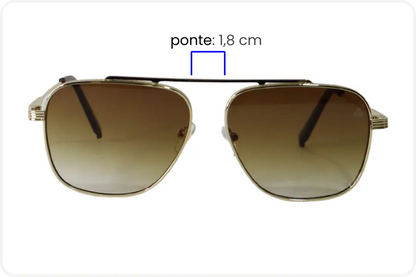 Solar Aviador Unissex Dourado Quadrado